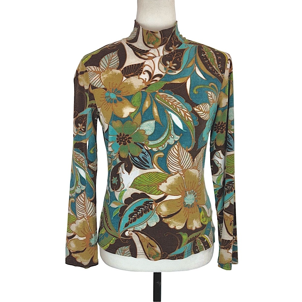 Floral mock neck top